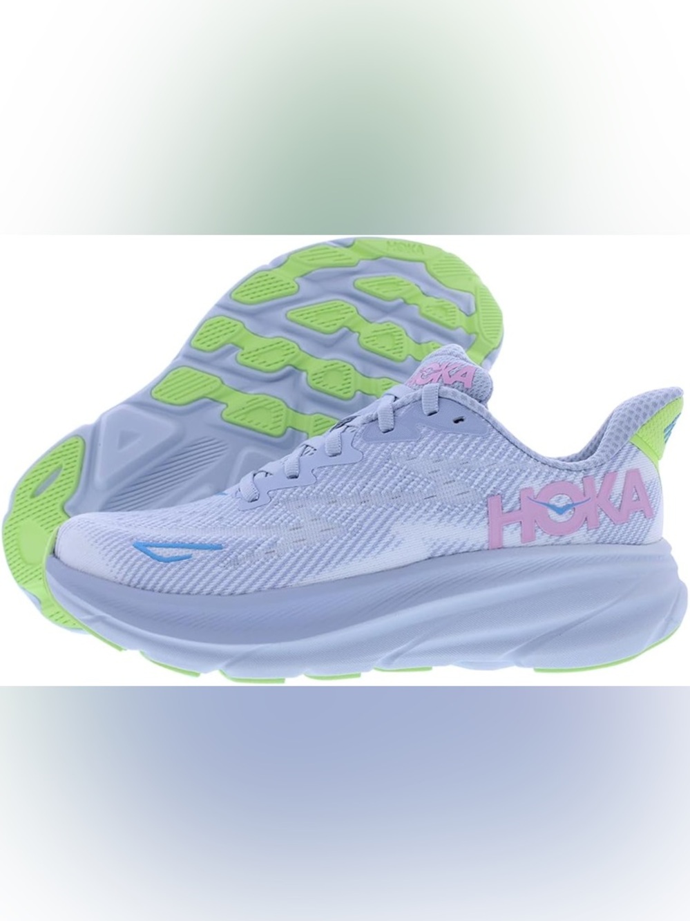 HOKA Clifton 9 Womens Sneakers Size 7.5, Color: Gull/Sea Ice